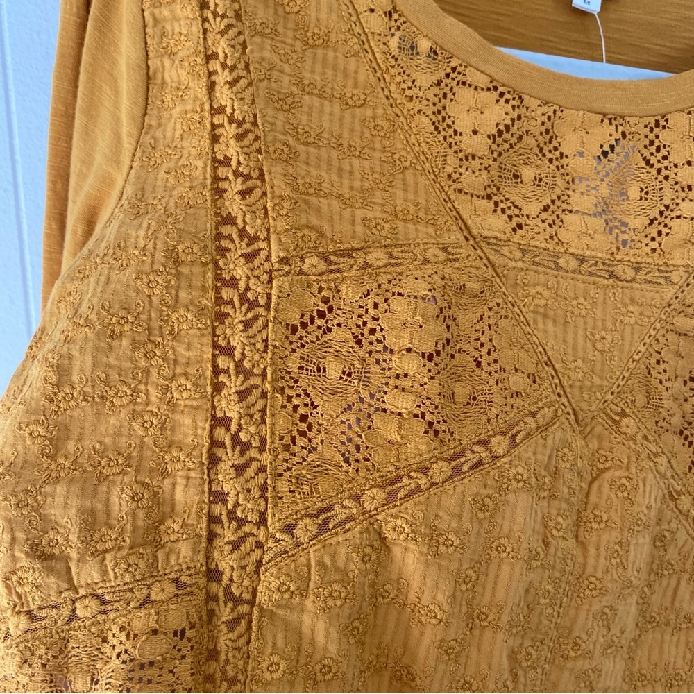 Anthropologie Eze Sur Mer Gold Yellow Piana Eyelet Top 100% Cotton Sz M $78 NWT - Picture 13 of 15